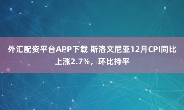 外汇配资平台APP下载 斯洛文尼亚12月CPI同比上涨2.7%，环比持平