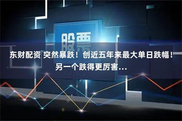 东财配资 突然暴跌!创近五年来最大单日跌幅!另一个跌得更厉害…